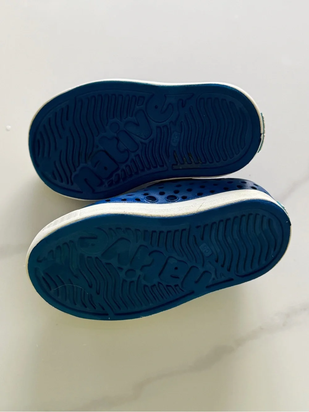 Native Kids Water Shoe Slip-On in Blue with White Toe -C5